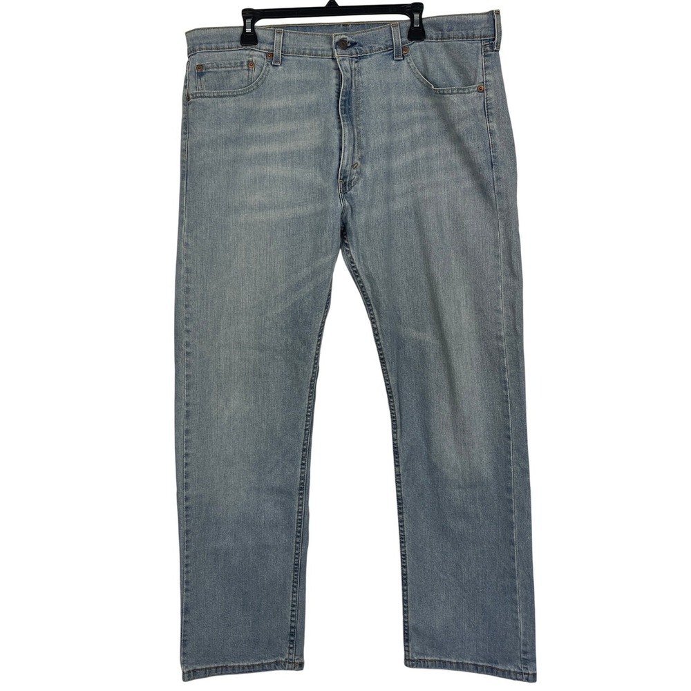 Levi's 505 Regular Fit Straight 40x30 Cotton Stretch Light Wash Denim Blue Jeans